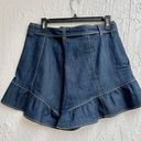 Cinq à Sept  High Rise Penny Ruffle Hem Denim Shorts Indigo Women's Size US 12 Photo 5