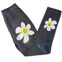 Daisy Y2K Black Denim Button Front High Rise Jeans with  Flowers Medium 28 Waist Photo 4