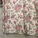 Erika Vintage  Petites XL Button Top Cream Pink Floral Short Sleeve Top Photo 3