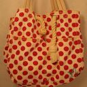 American Eagle Aerie Red White Polka Dot Beach Tote Bag Photo 0