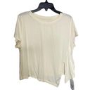 Halara NWT  Top MEDIUM Babys Breath Sheer Asymmetrical Slit Casual Relaxed Modern Photo 1