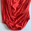 ZARA  Orange Long Sleeve Ruched Dress Solid Zipper Back Zip Up Lined Polyester L Photo 4