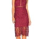 Bardot  Gemma Leaf embroidered burgundy dress halter top x Revolve Photo 0