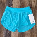 Lululemon Speed Up Shorts MR 4” Electric Turquoise Lined Size 6 NWT Photo 2