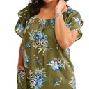 Terra & Sky On or off shoulder army green floral print tunic top size 3X Photo 2