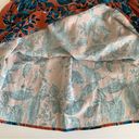 Jason Wu  Terracotta and Teal Floral Linen Blend Boho Tropical Midi Dress Small Photo 8