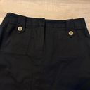 J. McLaughlin  Black Pencil Skirt Front Slit Button Pocket Detail Photo 1