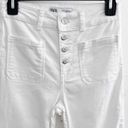 ZARA NEW  White High Waisted Flared Jeans Button Fly Frayed Hems Size 4 Photo 3