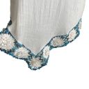 Daisy Women’s Blouse V-Neck 3/4 Sleeve  Applique' Crochet Trim White Boho Chic Photo 2