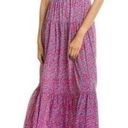 Sabina Musayev Truly Metallic Maxi Dress Pink Blue Floral Lace Up Back Size XS Photo 0