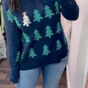 Holiday Time  navy knit sweater size XLarge Christmas tree print Photo 1