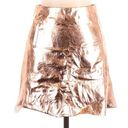 NWT Metallic Gold Faux Leather Mini Skirt Shiny Bronze Copper sz M Photo 0