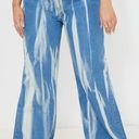 Pretty Little Thing  Women's Mid Blue Wash High Waist Tie Dye Wide Leg Jeans size Photo 1