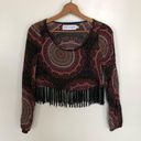 Gypsy Warrior Mob Wife  Fringe Boxy Crop Top Black Red Photo 2