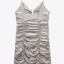 ZARA NWT  SATIN EFFECT DRAPED DRESS BLOGGERS FAV GRAY / SILVER SMALL Photo 7