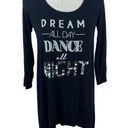 Decree  Glitter Sequined Dance All Night Sleep Shirt Womens XS Black 3/4‎ Sleeve Photo 0