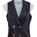 Love Tree  Linen Blend Sleeveless Notched Lapel Double Button Blazer Romper Small Photo 1