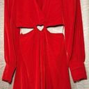 Dee Elly  Womens V-Neck Long Sleeve Heart Cut Out Red Mini Dress Size Small Photo 0