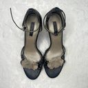 Fioni  Black Open Toe High‎ Heels with Faux Flowers Size 7 Photo 8