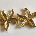 Vintage Gold Tone Starfish Boho Retro Pierced Earrings Photo 3