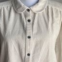 The Loft  Corduroy Long Sleeved Button Down Shirt Peter Pan Collar Puff Sleeve SZ L Photo 3