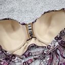 Cacique Swim By  Paisley Underwire Longline Bikini Top Size 44D Purple Blue Tan Photo 5