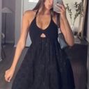 ZARA Blogger Fave Black Embroidered Cutout Halter Mini Dress Photo 3