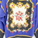 Carole Little  Womens Vintage 80s Floral Embellished Pullover Sweater Size MP Photo 3