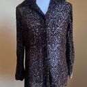 American Vintage VINTAGE PETITE SOPHISTICATE silk blend shear brown texture velvet button down Photo 2