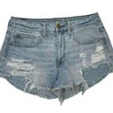 American Eagle  Hi Rise Festival Cut Off Jean Short Crochet Detail Denim Size 6 Photo 0