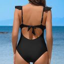One Piece Charmo Womens Ruffle  Bathing Suit Ruched Tummy Control Swimsuit Backless Monokini Swimwear Photo 3
