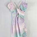 ZARA New  Pastel Tie Dye Satin Ruched Cut Out Mini Dress Size XS Photo 8