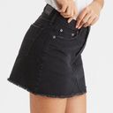 American Eagle  Black Denim Distressed Button Fly Skirt Photo 1