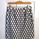 J. McLaughlin  White Navy Diamond Jacquard A-line Skirt w Side Zip NEW W-880 Sz 6 Photo 5