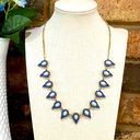 Vintage Blue  stone teardrop double strand gold tone necklace Photo 0