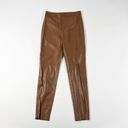 ZARA  Faux Vegan Leather Mid Rise Straight Leg Casual Chocolate Brown Pants S Photo 0