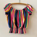 Free Kisses Rainbow Off The Shoulder Crop Top Photo 0