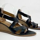 Krass&co G.H. BASS & . Sandal Renae Wedge Heel Strappy Faux Leather Black Women Size 10 Photo 0