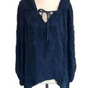 Young Fabulous and Broke  Blue Silky Balloon Sleeve Blouse w/ Tie NWT SZ M Photo 0