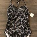 Isabel Maternity  Black Halter One Piece Floral Pattern Swimsuit Size D/DD-L NEW! Photo 0