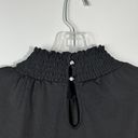 Adrianna Papell Black Crepe Lightweight High Neck Long Sleeve Blouse Small S Photo 4