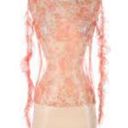 ZARA Floral Sheer Organza Ruched Sleeves Orange M Photo 1