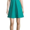 Halston Heritage 𝅺Halston Clover Green Heritage Split Neck Flare Cocktail Dress Photo 0