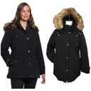 Gallery NWT  Faux Fur Trim Hoodie Soccer Mom Polyfill Jacket Coat Black S Photo 15