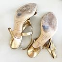 Kate Spade Gold Leather Bow Accent Open Toe Heels Photo 7