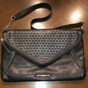 Nine West  Black & Silver Tone Laser Cut Foldover Clutch Or Shoulder Bag Photo 0