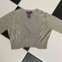 Say What? Vintage Y2K  Metallic Silver Gold Sequin Cropped Shrug Bolero Shiny SzS Photo 0