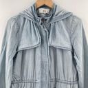 Jack by BB Dakota  Jacket Small Chambray Hi-Low Hooded Zip Up Lightweight Casual Photo 6