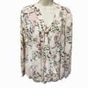 Soho New York Company Floral Pink Blouse front lace Balloon sleeve women size L Photo 0