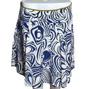 CAbi  Skirt Women 8 Lombard White Blue Geometric Swirl A-Line Office Artsy Preppy Photo 0